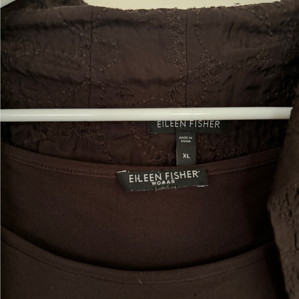 Eileen Fisher Silk Brown Tank + Jacket - Picture 6 of 14